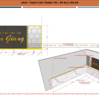 Mẫu thiết kế vách thạch cao ốp Alu vân đá trang trí tiệm vàng  